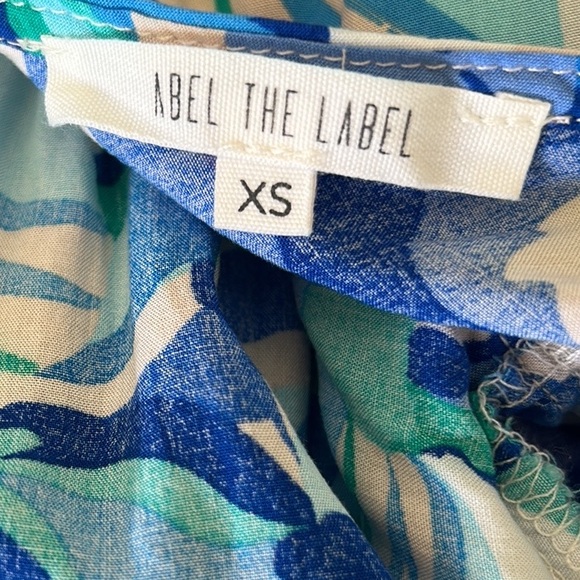 Anthropologie Abel the Label Blue Green Floral Print Tie Back Midi Dress - XS - Picture 10 of 13